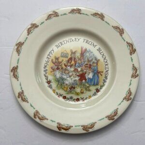 VTG ROYAL DOULTON 8" BUNNYKINS HAPPY BIRTHDAY PLATE- Mint Cond. Displayed Only
